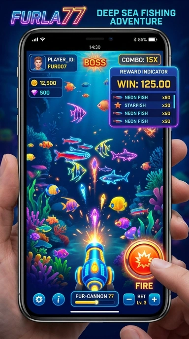 Screenshot aplikasi furla77 saat pengguna sedang menjelajahi kategori.